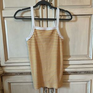 Cute, casual yellow and white striped tank top